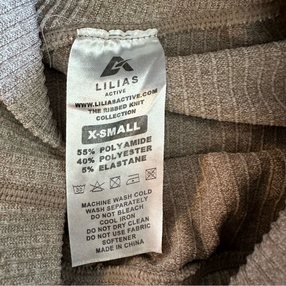Lilias Active Ribbed Knit Leggings Taupe Nude Beige High Rise size XS - Picture 4 of 10